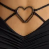 Demelza Long Sleeve Sweetheart Neckline Mini Dress in Black