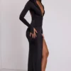 Desdemona Hooded Long Sleeve Maxi Dress in Black