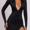 Desdemona Hooded Long Sleeve Maxi Dress in Black