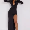 Desdemona Hooded Long Sleeve Maxi Dress in Black