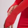 Desdemona Hooded Long Sleeve Maxi Dress in Fire Red