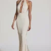 Desiree Backless Halterneck Fishtail Gown in Ivory