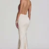 Desiree Backless Halterneck Fishtail Gown in Ivory