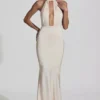 Desiree Backless Halterneck Fishtail Gown in Ivory