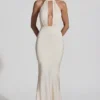 Desiree Backless Halterneck Fishtail Gown in Ivory
