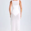 Deva Ruffle-Trim Cowl-Neck Midaxi Dress in White