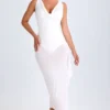 Deva Ruffle-Trim Cowl-Neck Midaxi Dress in White