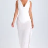 Deva Ruffle-Trim Cowl-Neck Midaxi Dress in White