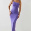 Devika Ruched Backless Maxi Dress in Violet