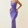 Devika Ruched Backless Maxi Dress in Violet