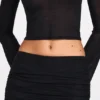 Diana Sheer Jersey Low-Rise Draped Maxi Skirt in Black