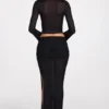 Diana Sheer Jersey Low-Rise Draped Maxi Skirt in Black