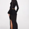 Diana Sheer Jersey Low-Rise Draped Maxi Skirt in Black