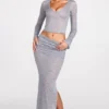 Diana Sheer Jersey Low-Rise Draped Maxi Skirt in Grey