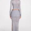 Diana Sheer Jersey Low-Rise Draped Maxi Skirt in Grey