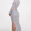 Diana Sheer Jersey Low-Rise Draped Maxi Skirt in Grey