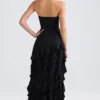 Diletta Ruffle-Trim Strapless Gown in Black