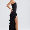 Diletta Ruffle-Trim Strapless Gown in Black