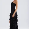 Diletta Ruffle-Trim Strapless Gown in Black