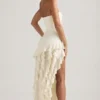 Diletta Ruffle-Trim Strapless Gown in Ivory