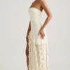 Diletta Ruffle-Trim Strapless Gown in Ivory