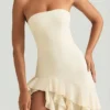 Diletta Ruffle-Trim Strapless Gown in Ivory
