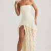 Diletta Ruffle-Trim Strapless Gown in Ivory