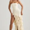 Diletta Ruffle-Trim Strapless Gown in Ivory