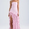 Diletta Ruffle-Trim Strapless Gown in Light Pink