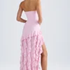 Diletta Ruffle-Trim Strapless Gown in Light Pink