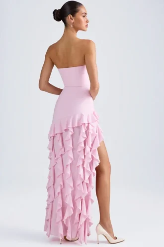 Diletta Ruffle-Trim Strapless Gown in Light Pink