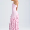 Diletta Ruffle-Trim Strapless Gown in Light Pink
