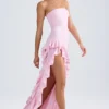 Diletta Ruffle-Trim Strapless Gown in Light Pink