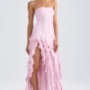 Diletta Ruffle-Trim Strapless Gown in Light Pink