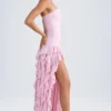 Diletta Ruffle-Trim Strapless Gown in Light Pink