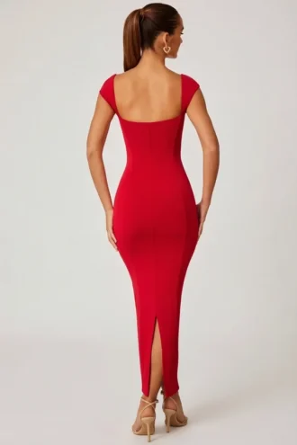 Dolcezza Sweetheart Neckline Maxi Dress in Red