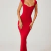 Dolcezza Sweetheart Neckline Maxi Dress in Red