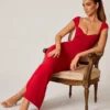 Dolcezza Sweetheart Neckline Maxi Dress in Red