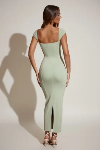 Dolcezza Sweetheart Neckline Maxi Dress in Sage Green