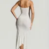 Dole Embellished Handkerchief Hem Maxi Dress in White