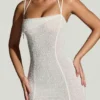 Dole Embellished Handkerchief Hem Maxi Dress in White