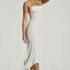 Dole Embellished Handkerchief Hem Maxi Dress in White