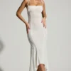 Dole Embellished Handkerchief Hem Maxi Dress in White