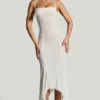 Dole Embellished Handkerchief Hem Maxi Dress in White
