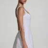 Dominique Embellished Structured A-Line Mini Dress in White