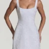 Dominique Embellished Structured A-Line Mini Dress in White
