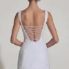 Dominique Embellished Structured A-Line Mini Dress in White