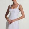 Dominique Embellished Structured A-Line Mini Dress in White