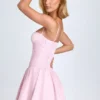 Dorothea Pintucked Shirred Mini Dress in Blush