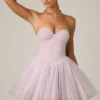 Dottie Tulle Corset Mini Dress in Lilac
